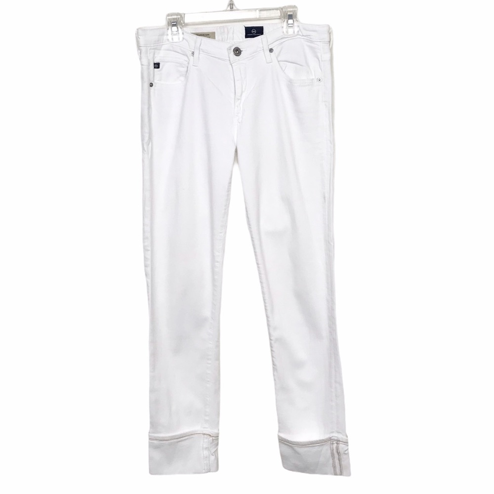 Ag Adriano Goldschmied Stevie Cuff White Jeans